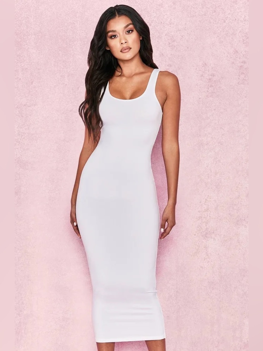 House of CB White Midi Tank Bodycon Dress